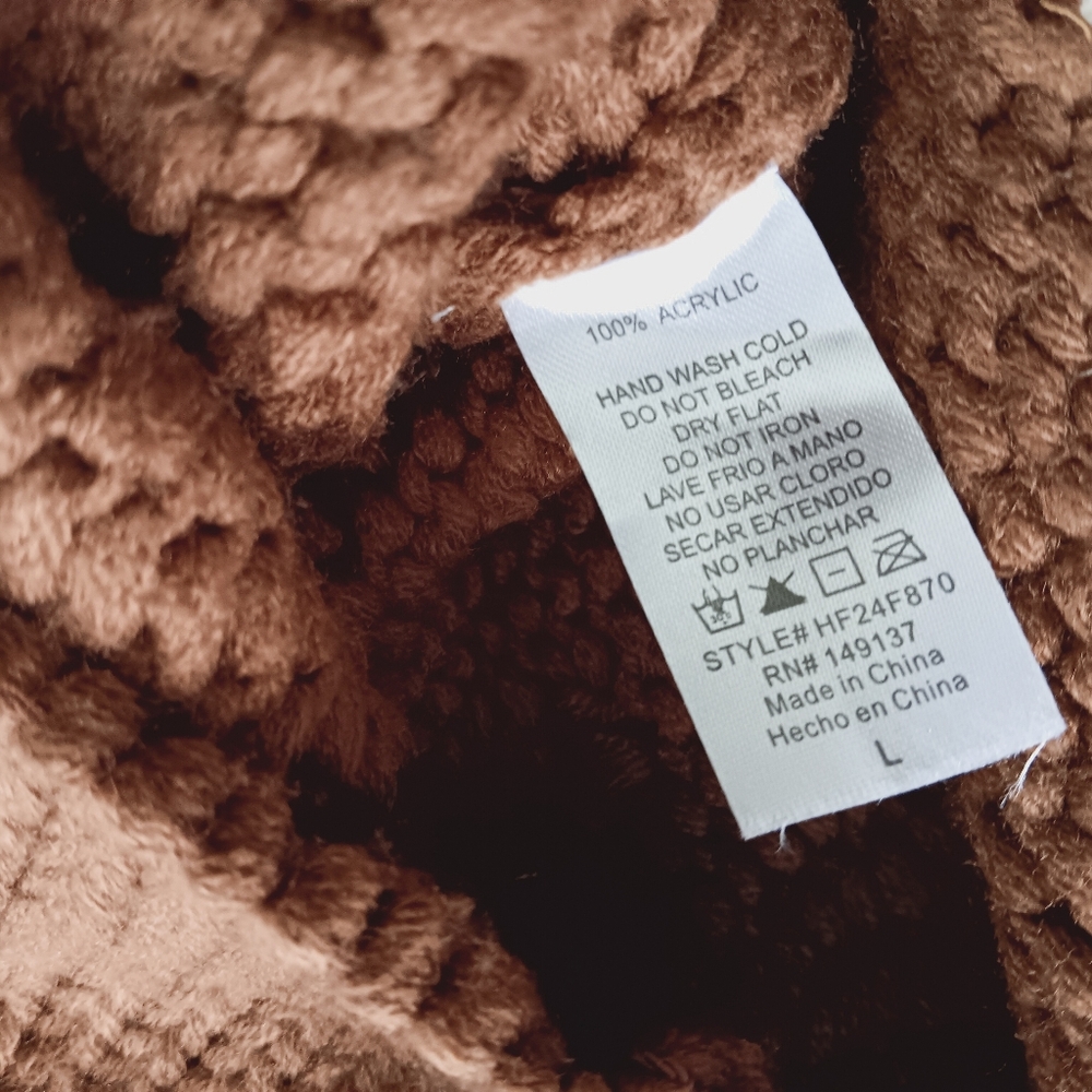 Carly Jean Los Angeles Warm Brown Chunky Knit Cardigan - Picture 4 of 7